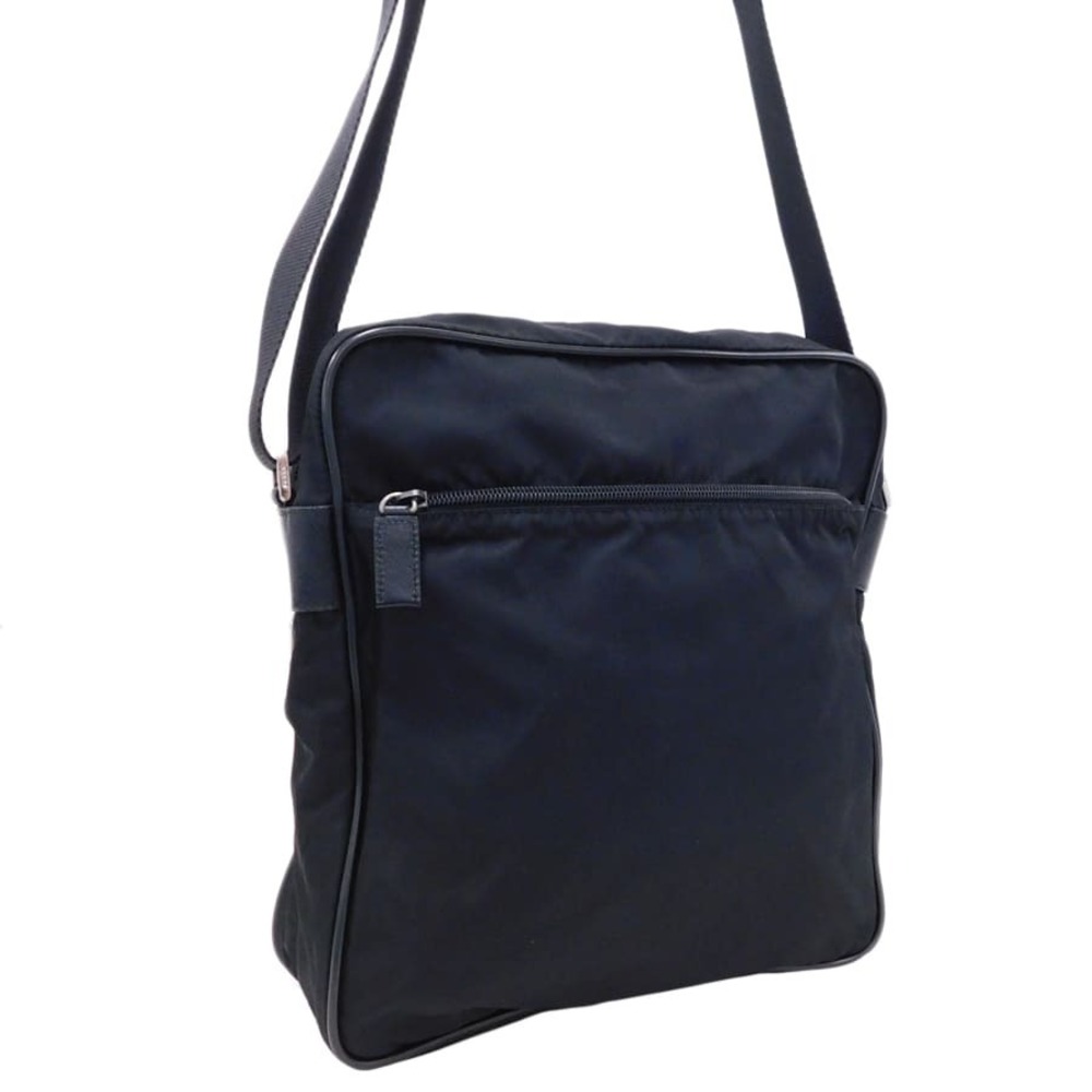 Prada Tessuto Square Crossbody Bag Shoulder Black Saffiano Leather